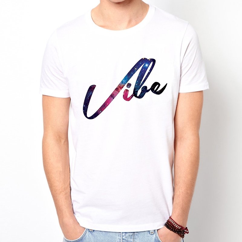 Vibe-Galaxy Short Sleeve T-Shirt-White Fashion Galaxy Fashion Universe Design Photo - เสื้อยืดผู้ชาย - วัสดุอื่นๆ ขาว