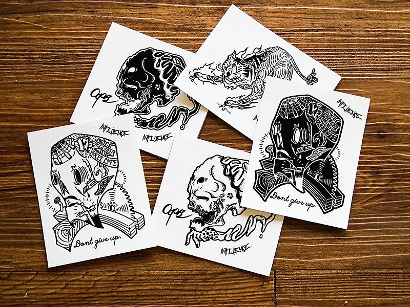 Carpenter hand encephalopathy spirit // // commission crazy sick cats // Stickers - Stickers - Waterproof Material Black