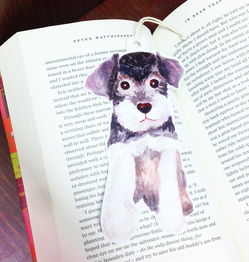 Schnauzer puppy bookmark watercolor painted - ที่คั่นหนังสือ - กระดาษ 