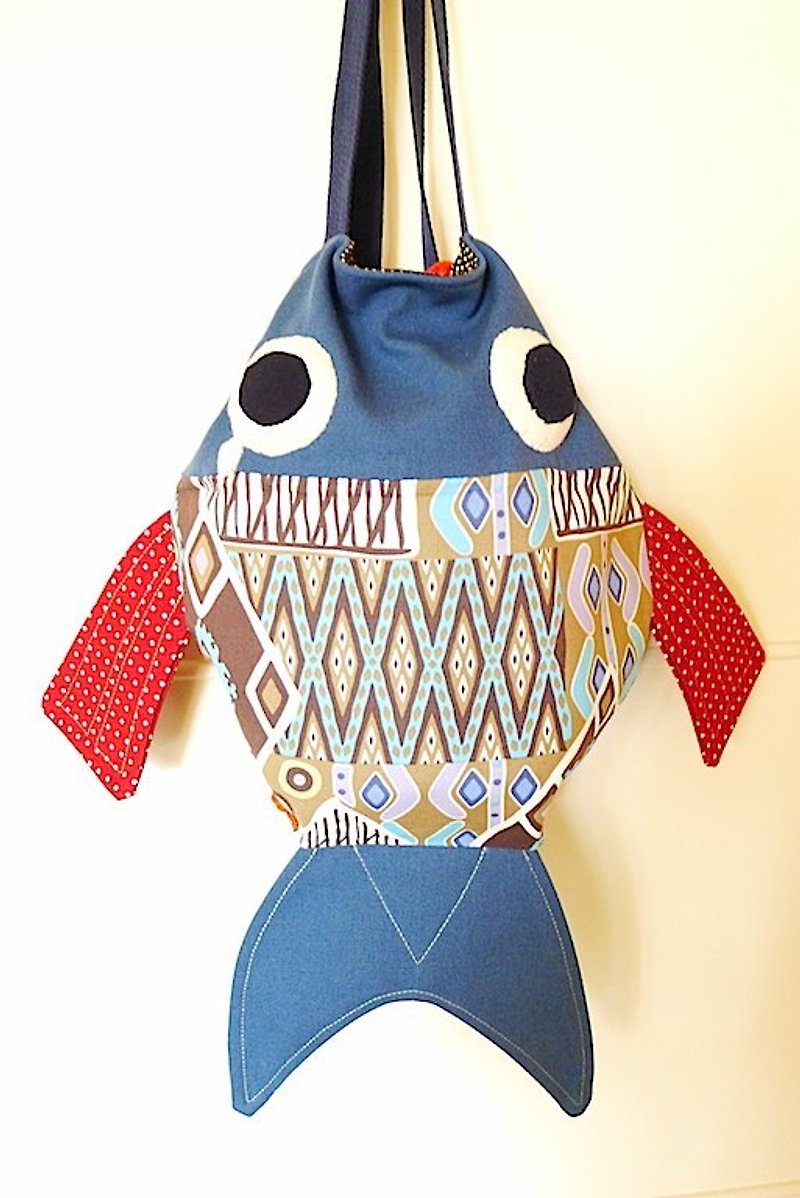 ✎ 小確幸 | BLUE‘Fish | 2way肩背/後背束口包 - 水桶包/束口袋 - 其他材質 