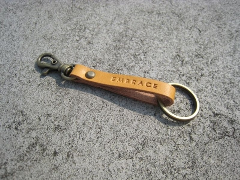 [Customized gift] Handmade leather hook key ring/multicolor-free brand name - Keychains - Genuine Leather Multicolor