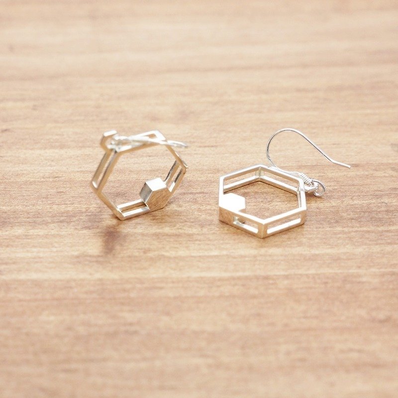 結構耳環-六角 - 耳環/耳夾 - 其他金屬 