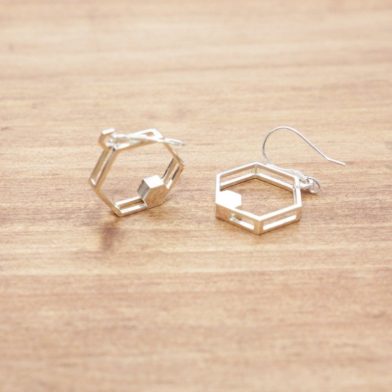 Structure earrings - Hexagon - ต่างหู - โลหะ 