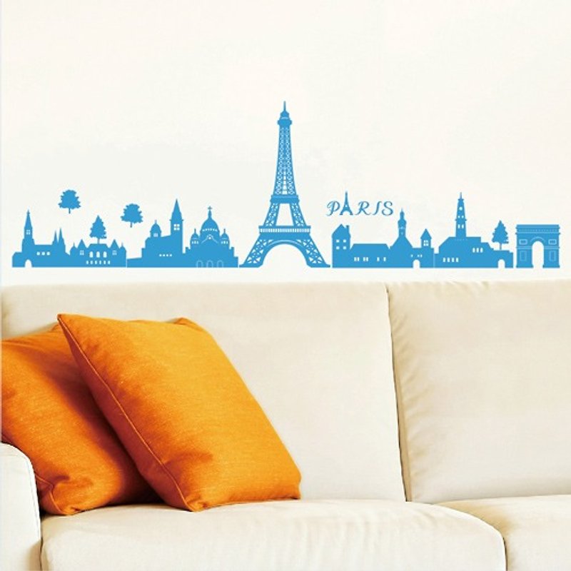Smart Design創意無痕壁貼◆巴黎城市(長約130公分) 8色可選 - 牆貼/牆身裝飾 - 紙 藍色