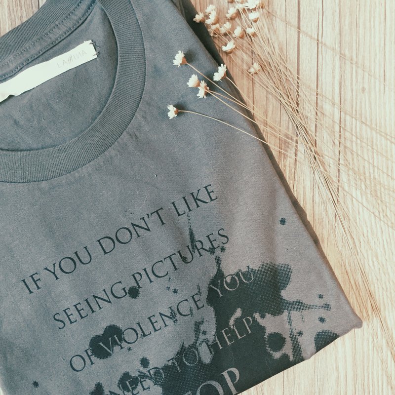 Lamina "Quote" series Short Sleeve Tee Shirt (Men's) - เสื้อยืดผู้ชาย - วัสดุอื่นๆ สีเทา