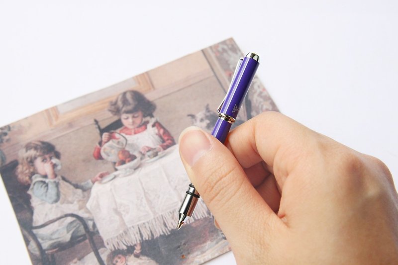 Clip Ball-Point Pen w/swarovski crystal - ปากกา - โลหะ สีม่วง