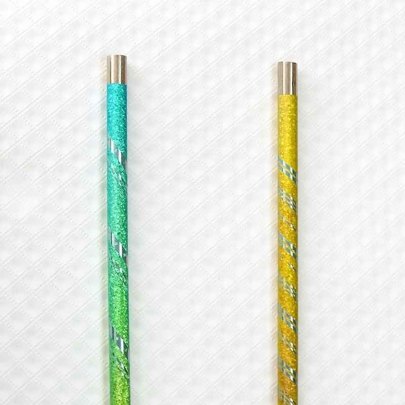 Titanium Love Earth Series-Pure Titanium ECO Environmental Straws Made in Japan 2pcs-Sunshine Orange + Forest Green - หลอดดูดน้ำ - โลหะ หลากหลายสี