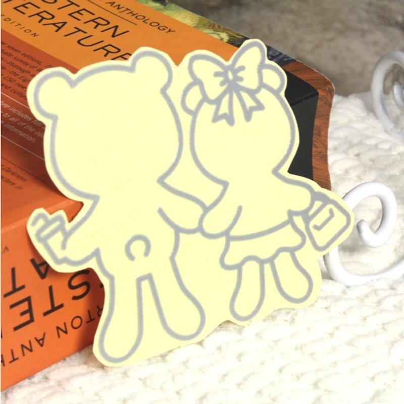 [Family Portrait Sticker] Reflective Sticker Happy Bear Double Silver/Gold - สติกเกอร์ - กระดาษ หลากหลายสี