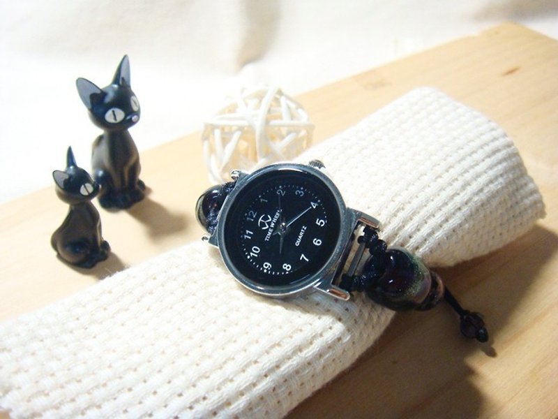 柚子林手工琉璃 - 手錶 - 設計款 - 相愛的時間點 - 女錶 - 玻璃 黑色