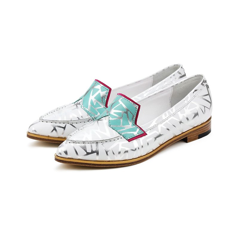 Leather loafers Je Suis Moi W1049 White - รองเท้าอ็อกฟอร์ดผู้หญิง - หนังแท้ ขาว