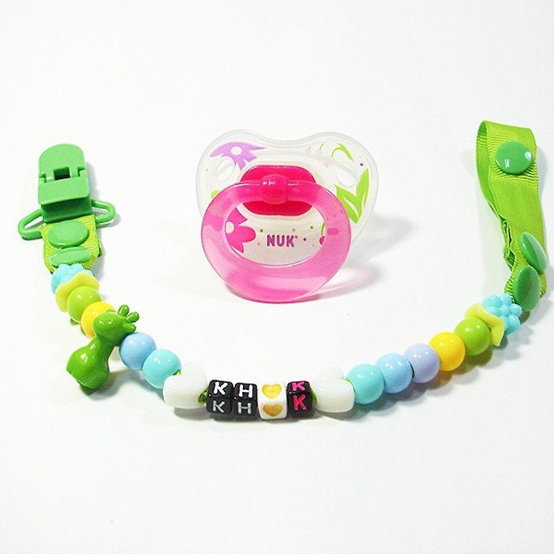 Cheerful custom name baby pacifier chain pacifier clip can be changed to vanilla pacifier with fruit green - ขวดนม/จุกนม - ดินเหนียว สีเขียว