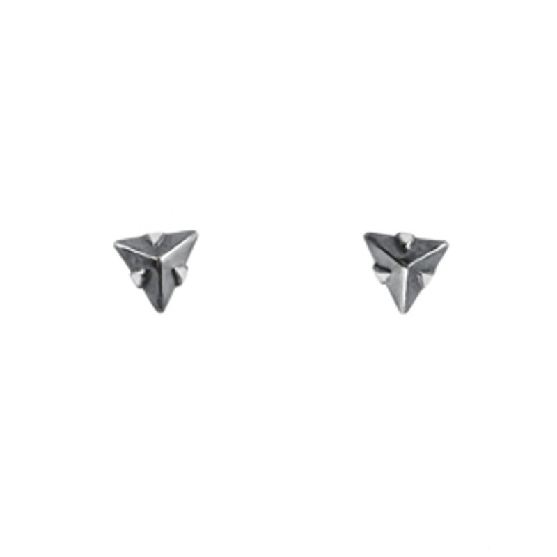 三角純銀耳環 DIAMANTE (黑) - 耳環/耳夾/耳骨夾 - 寶石 黑色