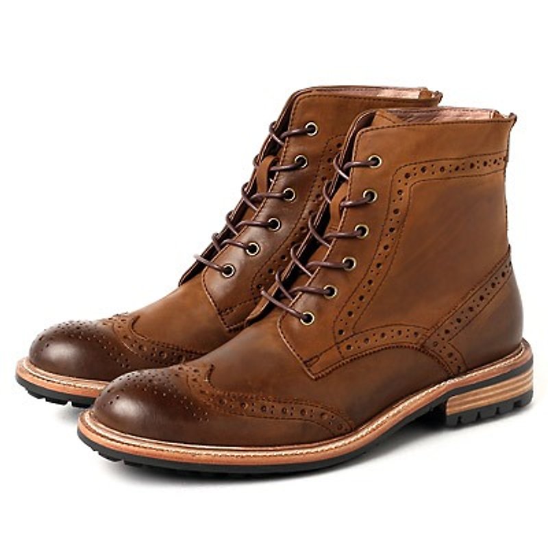 New deals ║ Vanger limited US-‧ British elegance complex wave wing pattern lace boots ║Va189 rub coffee - Men's Boots - Genuine Leather Brown