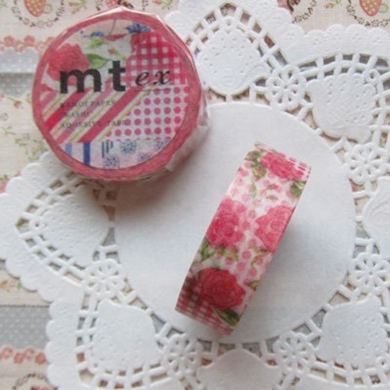 Mt and paper tape mt ex [flower collage - red (MTEX1P54)] - Washi Tape - Paper Red