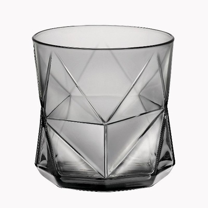 330cc【可刻字的紫色幾何杯】(灰色)義大利幾何建築鑽石 客製化 - 酒杯/酒器 - 玻璃 灰色
