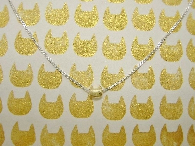 miaow icon necklace silver and K18 gold ( cat gold silver necklace 猫 貓 項鍊 金 銀 ) - สร้อยคอ - เครื่องประดับ สีทอง