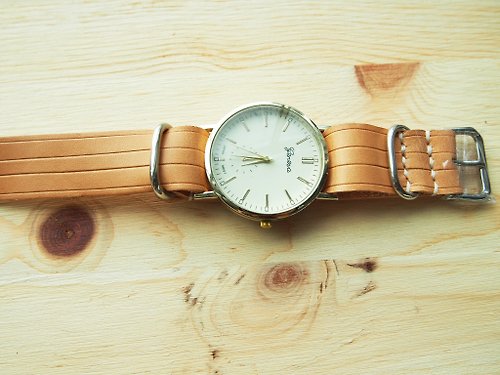 simplus-leather 手工制作 植鞣皮制錶帶配經典款式錶芯