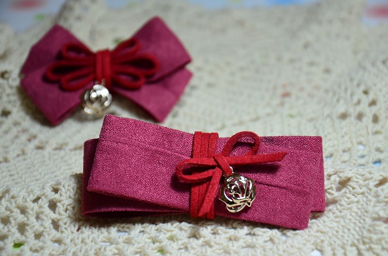 Suede fashion bow-parent-child and sister combination - Hair Accessories - Genuine Leather 