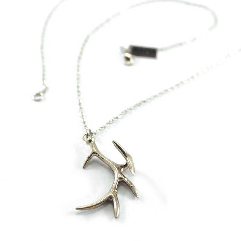 Stag horn pendant in white bronze,Rocker jewelry ,Skull jewelry,Biker jewelry - Necklaces - Other Metals 