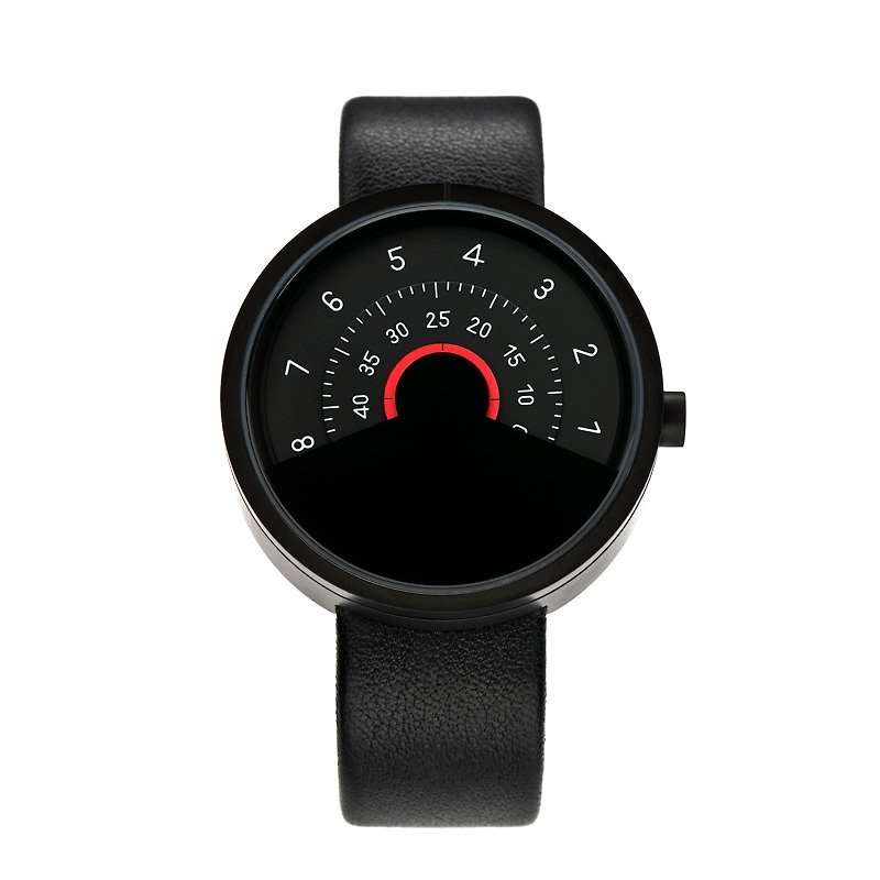 ANICORN簡約設計-時尚轉盤機械手錶(純鋼霧面黑+紅色)Series 000-BR - 女裝錶 - 其他金屬 黑色