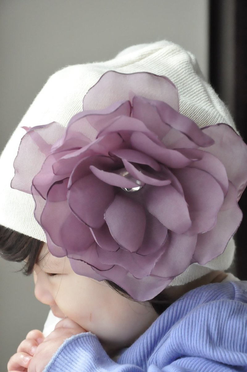 Angel Nina hand-made purple camellia hairpin - ผ้ากันเปื้อน - ผ้าฝ้าย/ผ้าลินิน สีม่วง