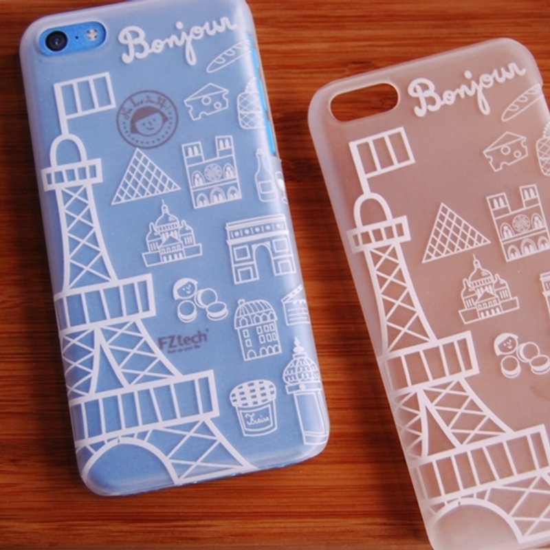 FiFi城市旅行iPhone 5C半透明背蓋 Bonjour Paris! - 手機殼/手機套 - 塑膠 白色