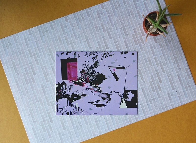 British artist illustration postcard geometric purple triangle unknown space abstract card - การ์ด/โปสการ์ด - กระดาษ สีม่วง