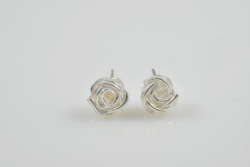 純手工銀耳環系列-花 - 耳環/耳夾 - 其他金屬 灰色