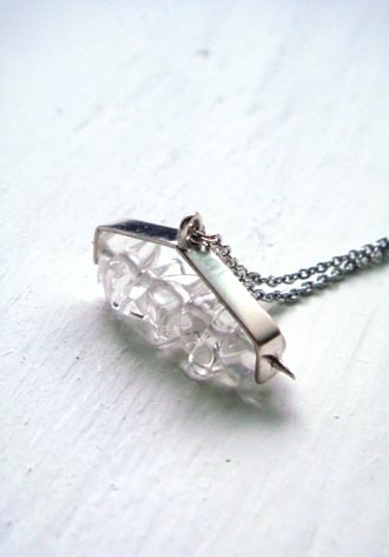 天然寶石(白水晶)純銀項鍊 - Necklaces - Gemstone White