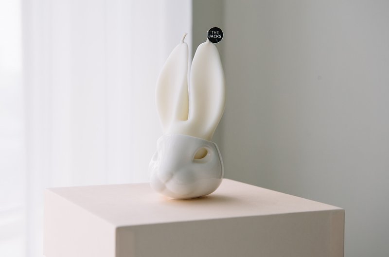 Korea The Jacks white rabbit face Candlestick + rabbit ears candles Group - เทียน/เชิงเทียน - ขี้ผึ้ง ขาว
