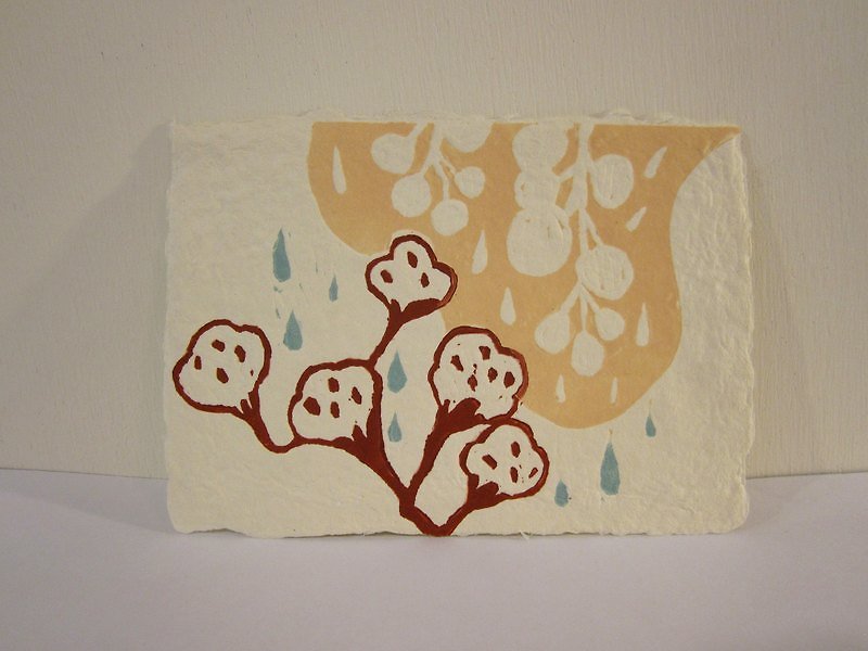 Handmade paper block printing postcard cotton - Cards & Postcards - Paper Orange