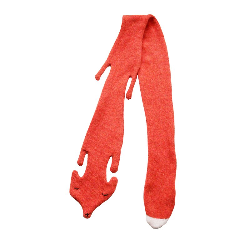 Lamb's wool scarves hand-fox Fox - Orange | Donna Wilson - ผ้าพันคอ - ขนแกะ สีส้ม