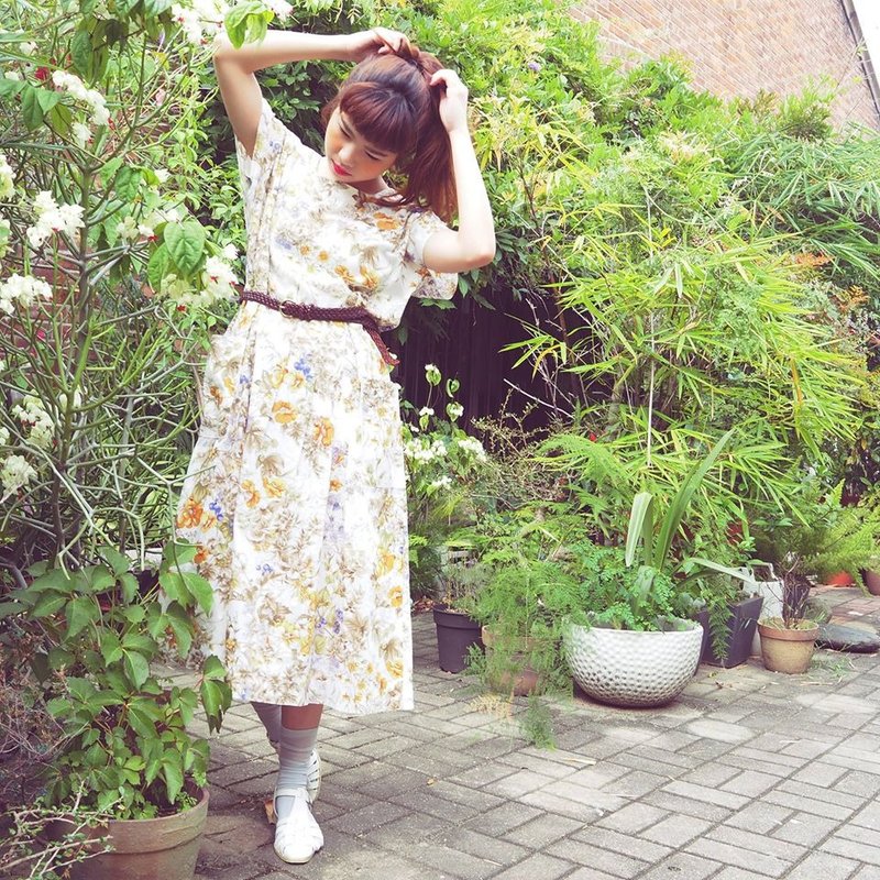 Golden Beige farm garden dress - ชุดเดรส - ผ้าฝ้าย/ผ้าลินิน หลากหลายสี