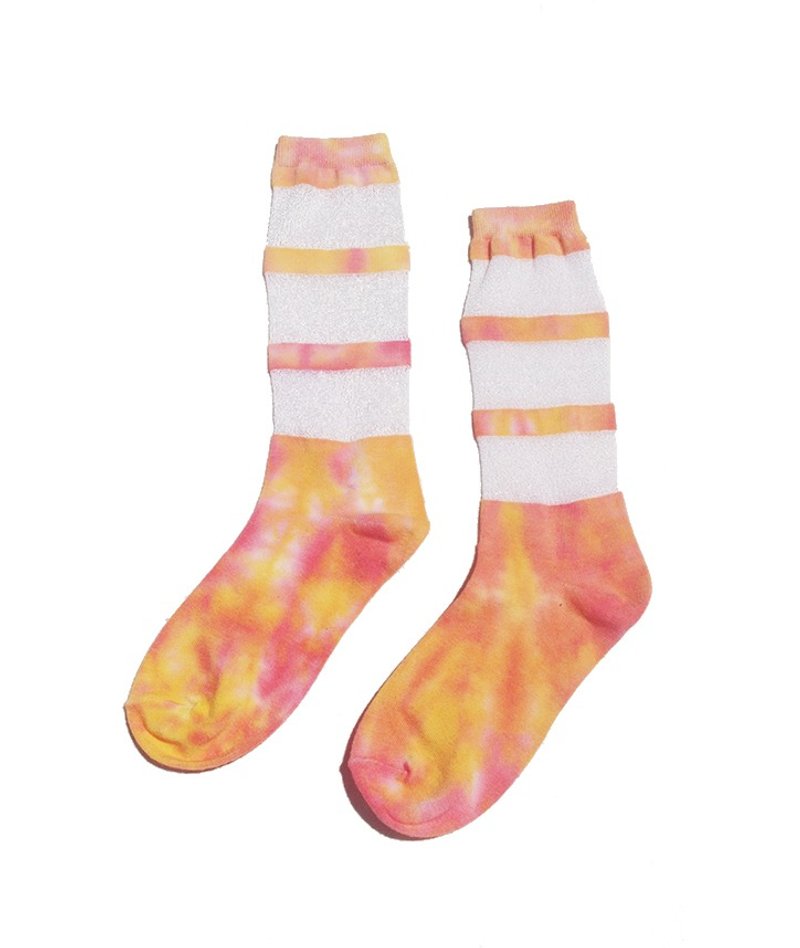 渲染拼紗彩虹 2種穿法 手工襪 POI POI x 夏漪眺＝knock your socks - 襪子 - 其他材質 橘色