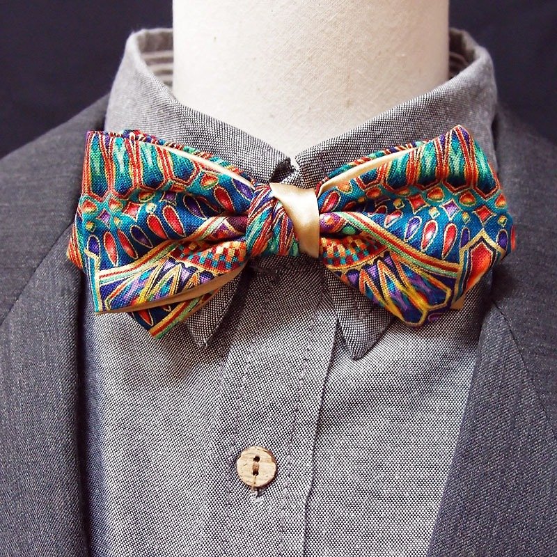 Peacock gold pattern bow tie - double sided available*Christmas*New Year - Bow Ties & Ascots - Other Materials Multicolor