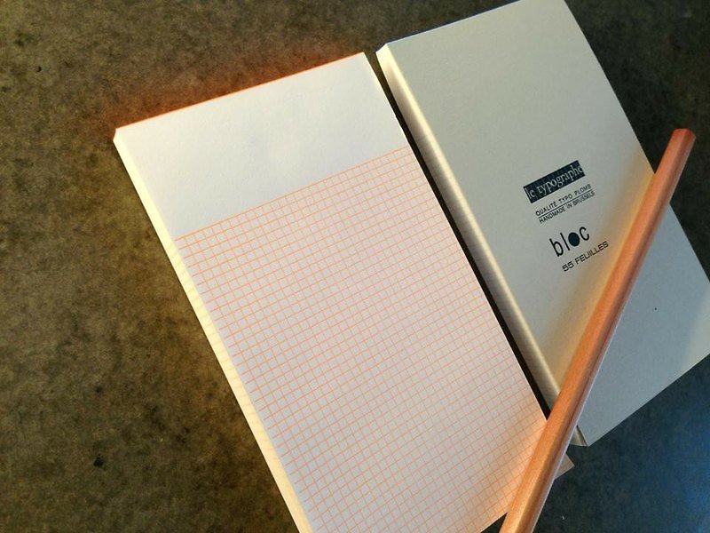 MINI BLOCK transfer notes / note papers. Orange grid line - กระดาษโน้ต - กระดาษ 