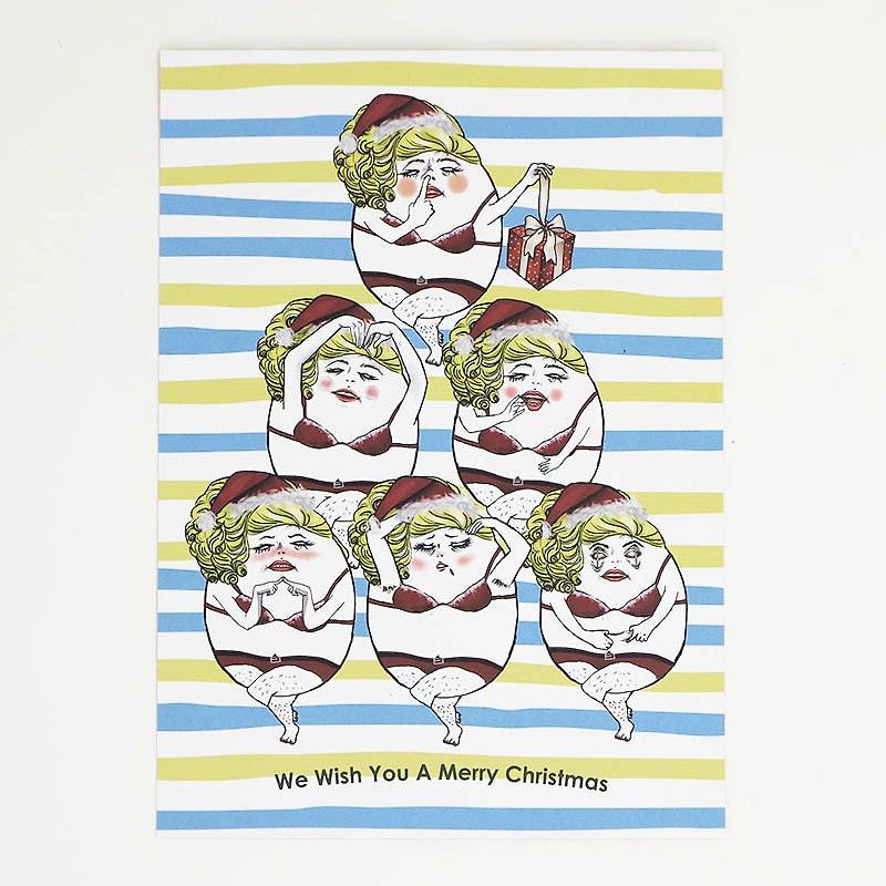 Piglet Diva Christmas card  postcard - การ์ด/โปสการ์ด - กระดาษ หลากหลายสี