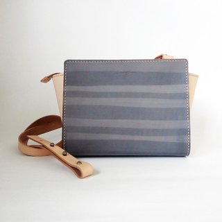 Retro small oblique backpack - blue and gray
