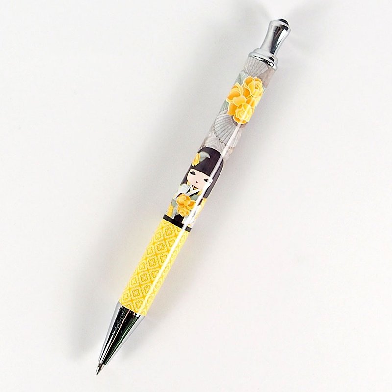 ボールペン・ナオミは誠実で美しい【キミドールと祝福人形】 - 油性・ゲルインクボールペン - 金属 イエロー