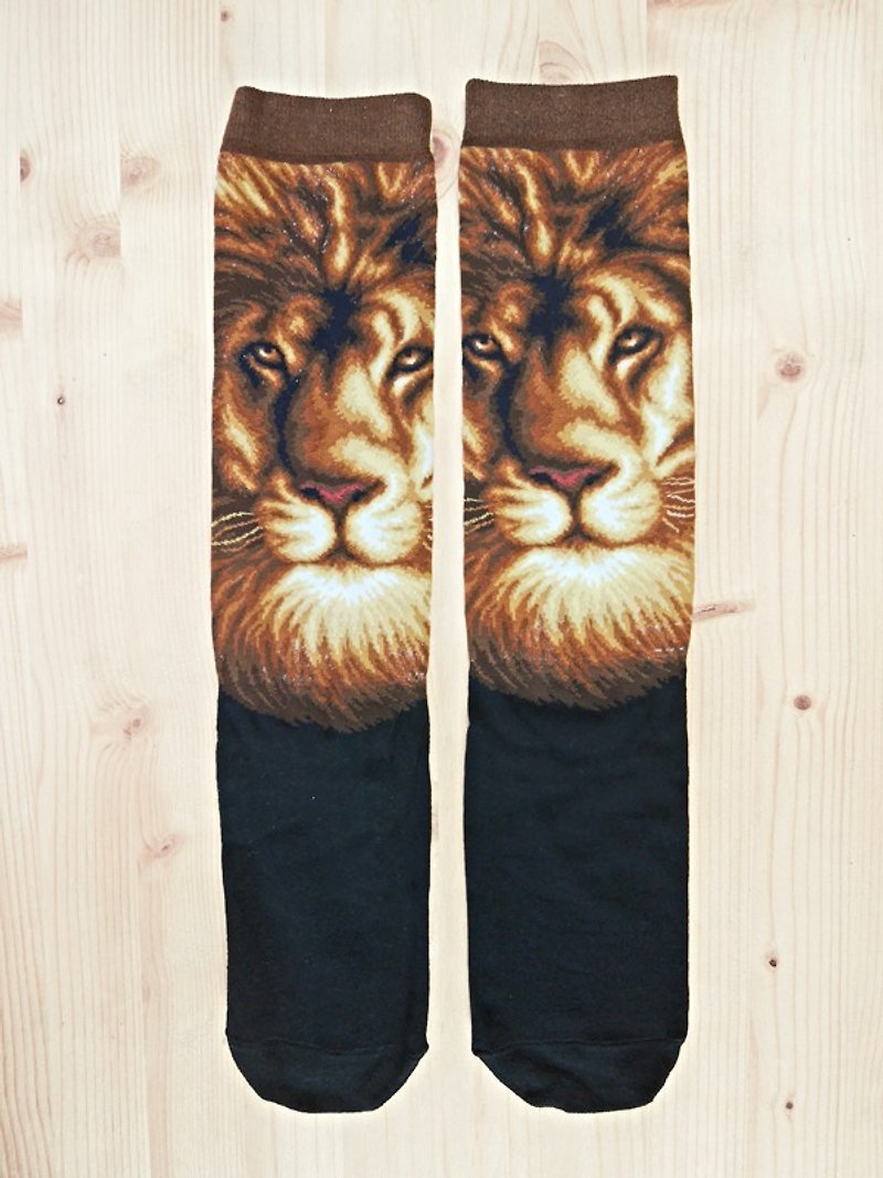 JHJ Design Canadian Brand High Color Knitted Cotton Socks Animal Series-Lion Socks (Knitted Cotton Socks) Cute LION - ถุงเท้า - วัสดุอื่นๆ 