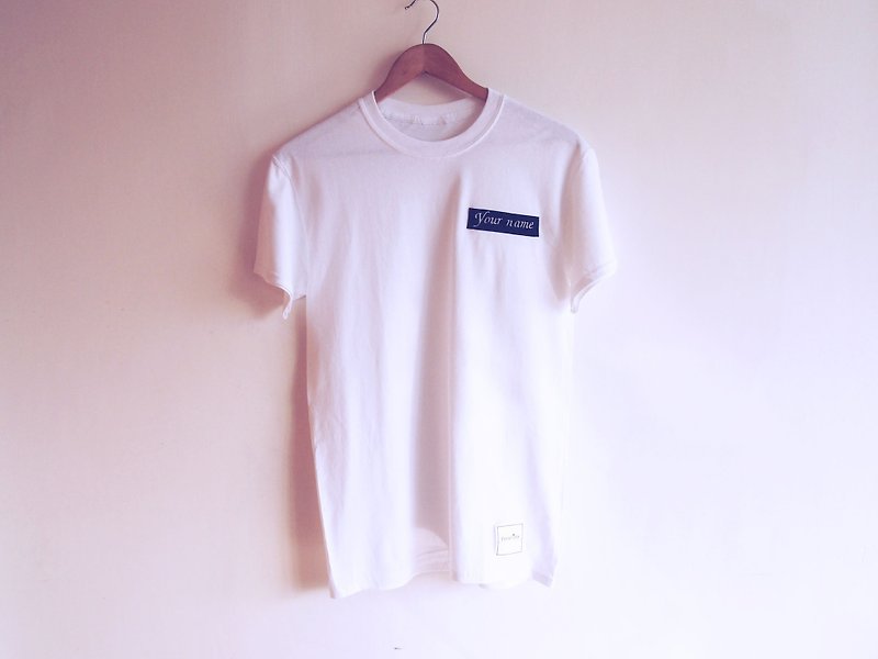Paralife 白色 刺繡名字 T-shirt  男 量身訂製 刺繡個性化名字 - T 恤 - 棉．麻 白色