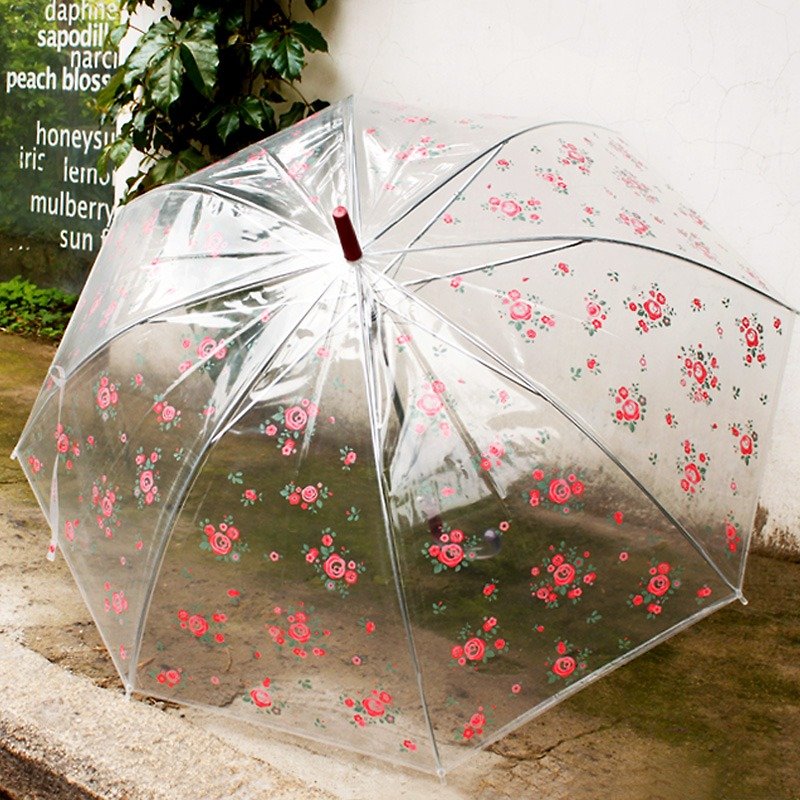 UPICK原品生活 环保透明雨伞-碎花 创意长柄半自动超大伞面雨伞 - 雨傘/雨衣 - 防水材質 白色