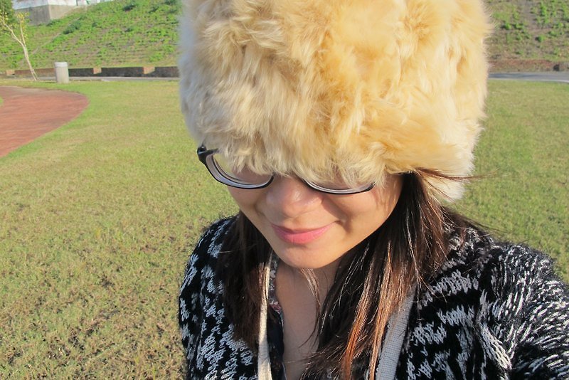 アルパカ 毛100% 手縫い冬帽子 米 - 帽子 - その他の素材 ブラウン