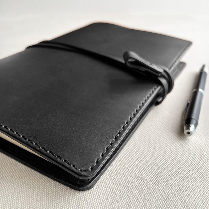 艾曼紐 A5 皮革筆記本/書衣/手帳/- 石墨黑  客製化商品 - 筆記本/手帳 - 真皮 黑色