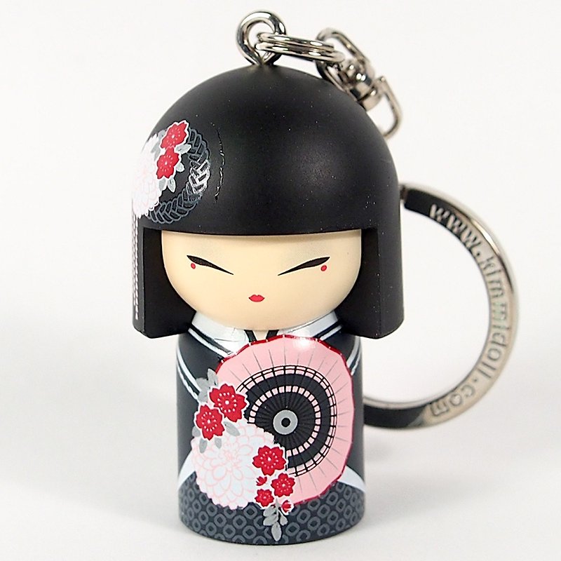 Key ring-Kanako eye-catching color [Kimmidoll and blessing doll key ring] - Keychains - Other Materials Black