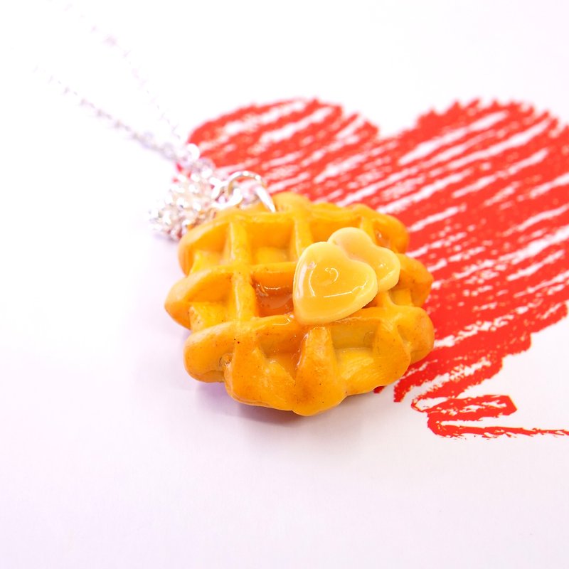 *Playful Design* Waffle Necklace - สร้อยติดคอ - ดินเหนียว สีกากี