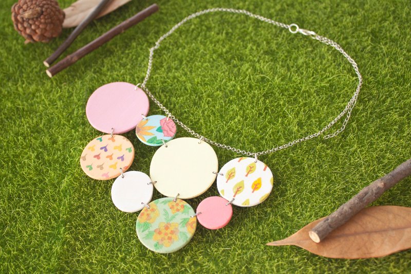 清新森林風圓木項鍊 - 項鍊 - 木頭 多色