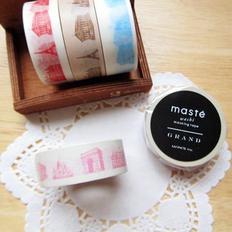 Mastee and paper tape [Paris Monument - Pink (MSG-MKT11-PK)] - Washi Tape - Paper Pink