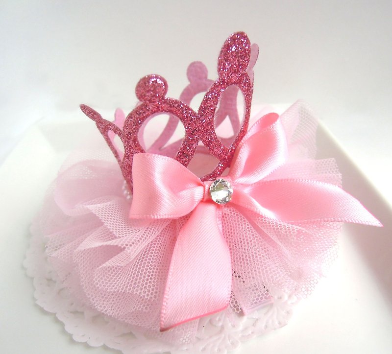 夢幻公主皇冠系列-芭比粉鏤空版 - 口水肩/圍兜 - 其他材質 粉紅色