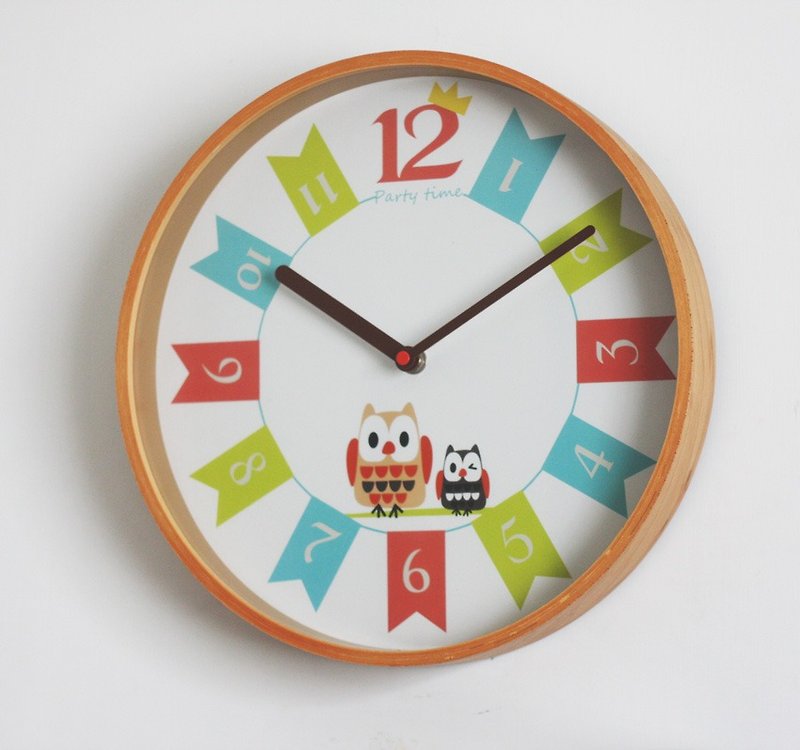 貓頭鷹的派對  曲木壁掛時計 - 時鐘/鬧鐘 - 木頭 